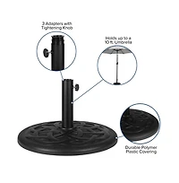 Chara 7 Piece Dining Set With Umbrella & Base - Steel Framed Table Hole 4 Club Chairs