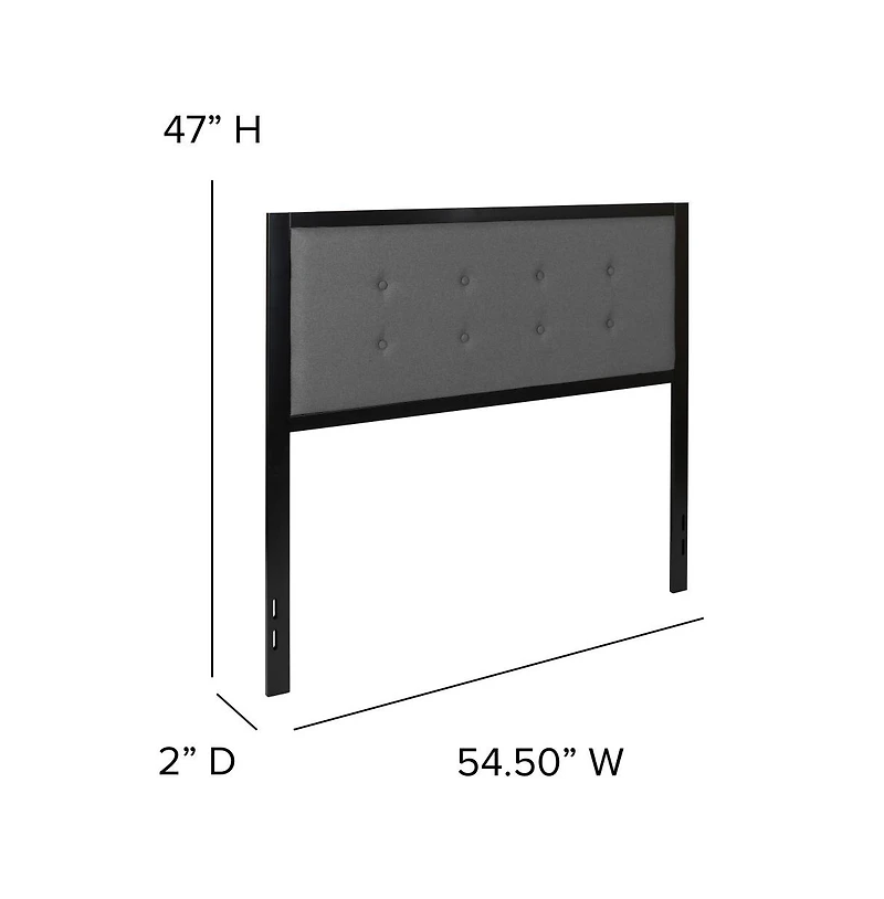 Merrick Lane Camden Full Headboard Upholstered Button Tufted With Metal Frame And Adjustable Rail Slots