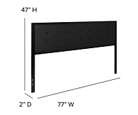 Merrick Lane Camden King Headboard Upholstered Button Tufted Headboard With Metal Frame And Adjustable Rail Slots