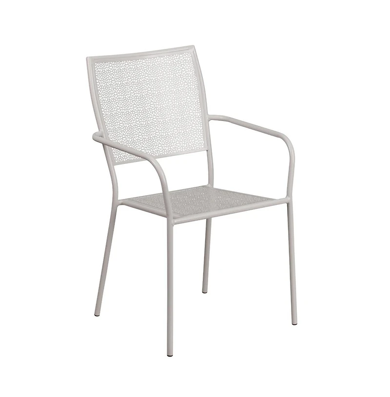 Commercial Grade 30" Round Metal Folding Patio Table Set W/ 2 Square Back Chairs