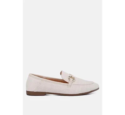 London Rag Bexley Horsebit Embellished Canvas Loafers