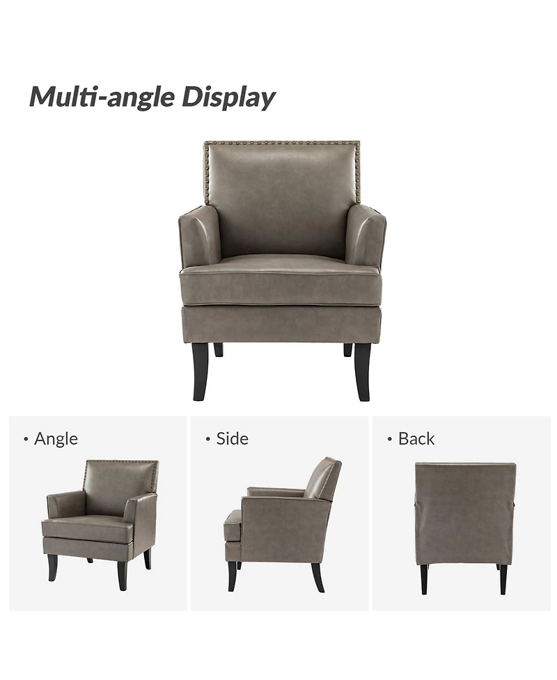 Nihad Modern Faux Leather Accent Chair with Nailhead Trim