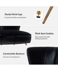 Hulala Home Velvet Accent Chair with Gold Metal Legs for Bedroom Guest Room Vanity