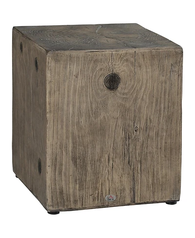 Homcom Decorative Side Table with Square Tabletop, Rustic End Table with Wood Grain Finish, for Indoors and Outdoors, Grey