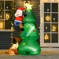 Homcom 6' Christmas Outdoor Santa Claus & Tree Yard Inflatable Led Holiday Decoration