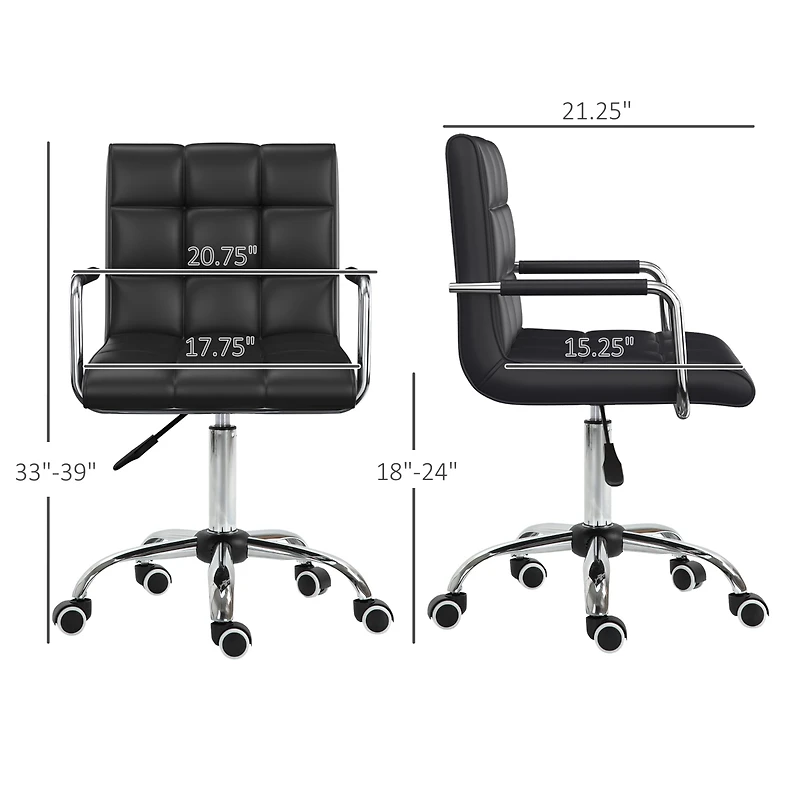 Homcom Executive Pu Leather Office Mid-back Ergonomic Swivel Computer Desk