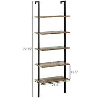 Homcom Industrial Wall Mounted Ladder 5-Tier Bookshelf,