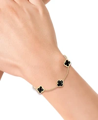 Effy Onyx Clover Station Chain Link Bracelet in 14k Gold