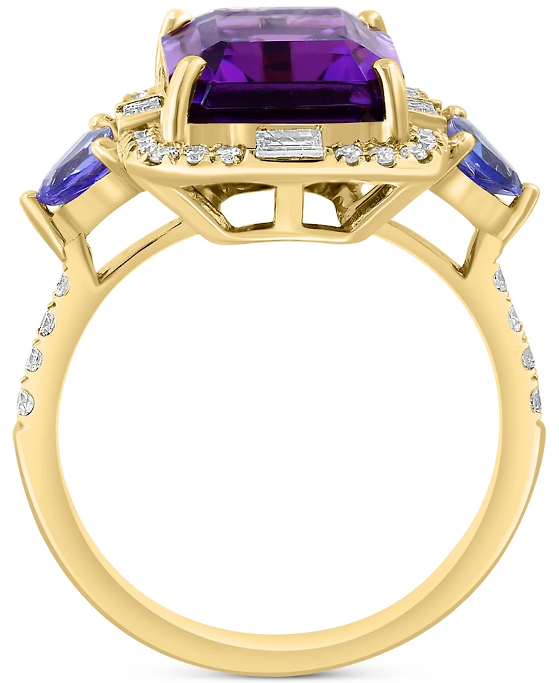Effy Amethyst (3-7/8 ct. t.w.), Tanzanite (1/2 ct. t.w.) & Diamond (3/8 ct. t.w.) Statement Ring in 14k Gold