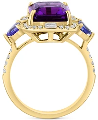 Effy Amethyst (3-7/8 ct. t.w.), Tanzanite (1/2 ct. t.w.) & Diamond (3/8 ct. t.w.) Statement Ring in 14k Gold