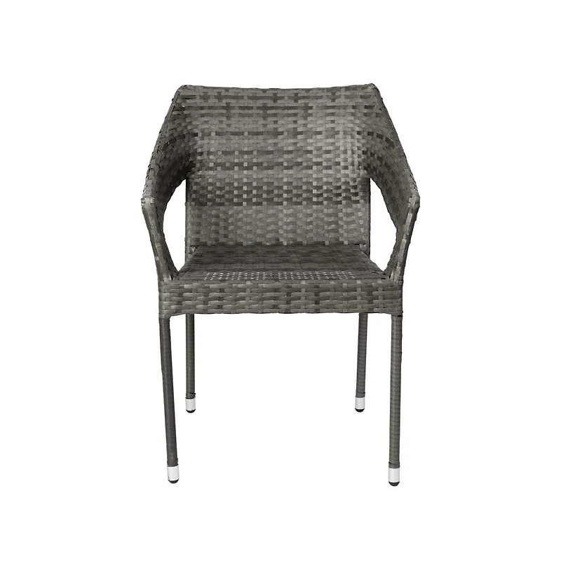 Emma+Oliver Embry All-Weather Indoor/Outdoor Stacking Patio Dining Chairs With Steel Frame And Weather Resistant Pe Rattan