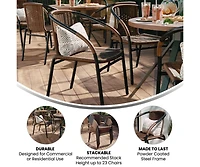 Pack Rattan Indoor-Outdoor Restaurant Stack Chair With Curved Back