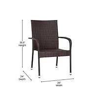 Sala Stacking All-Weather Wicker Wrapped Powder Coated Steel Patio Club Chairs For Indoor And Outdoor Use