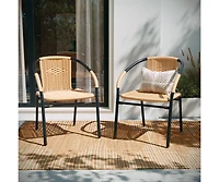Pack Rattan Indoor-Outdoor Restaurant Stack Chair With Curved Back