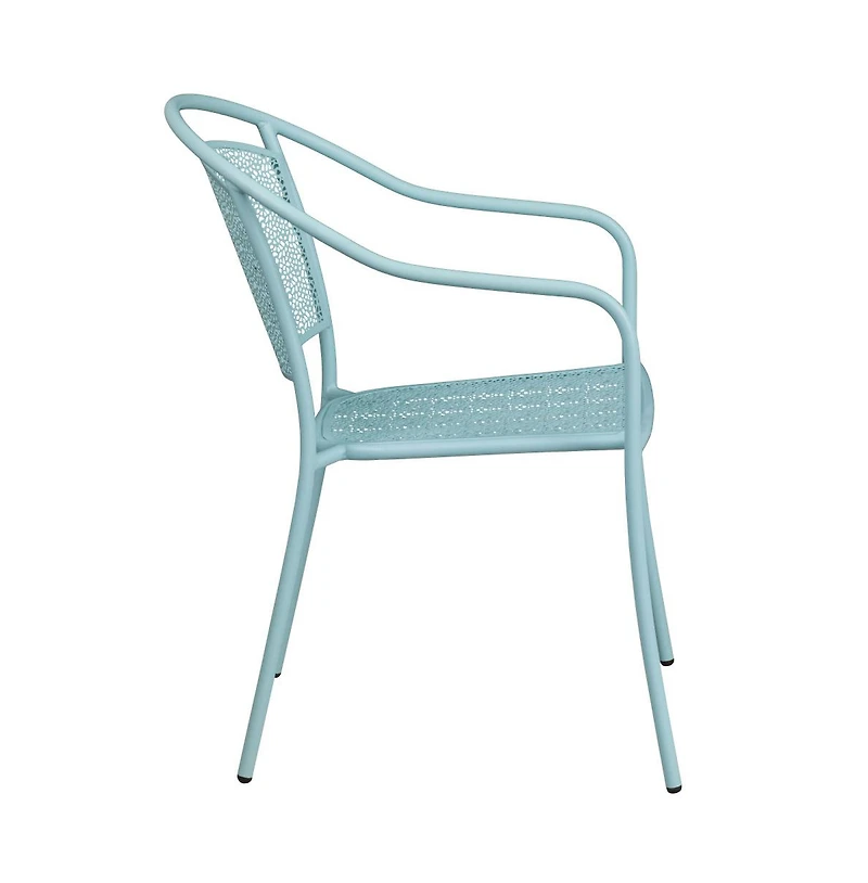 Emma+Oliver Commercial Grade 5 Pack Indoor-Outdoor Steel Patio Arm Chair With Round Back