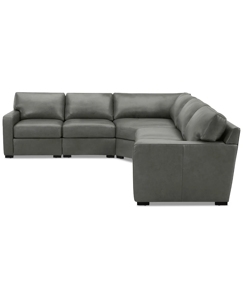 Radley 113" 5-Pc. Leather Wedge L Shape Modular Sectional, Created for Macy's