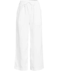 Lands' End Women's High Rise Drawstring Linen Wide Leg Crop Pants