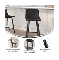 Oretha Set Of 2 Modern Upholstered Stools With Contoured