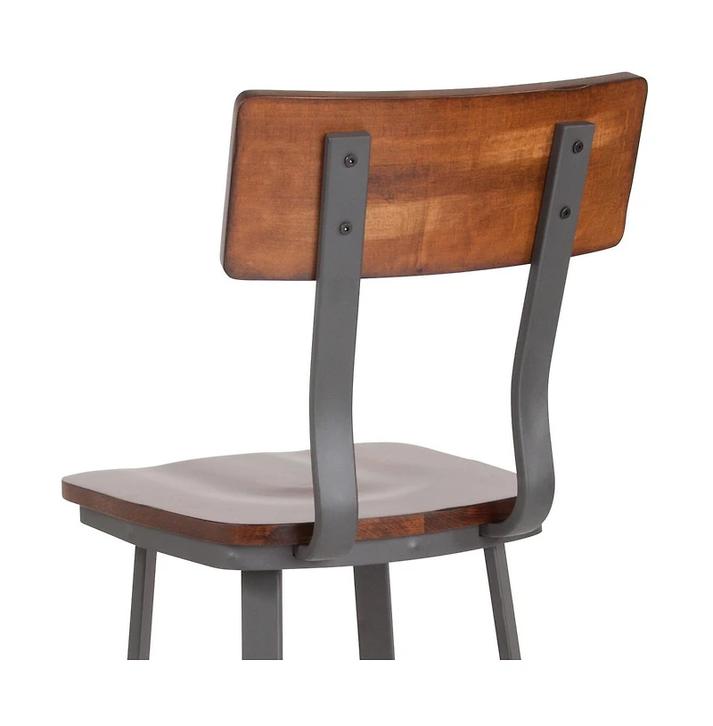 Restaurant Barstool With Wood Seat & Back And Powder Coat Frame