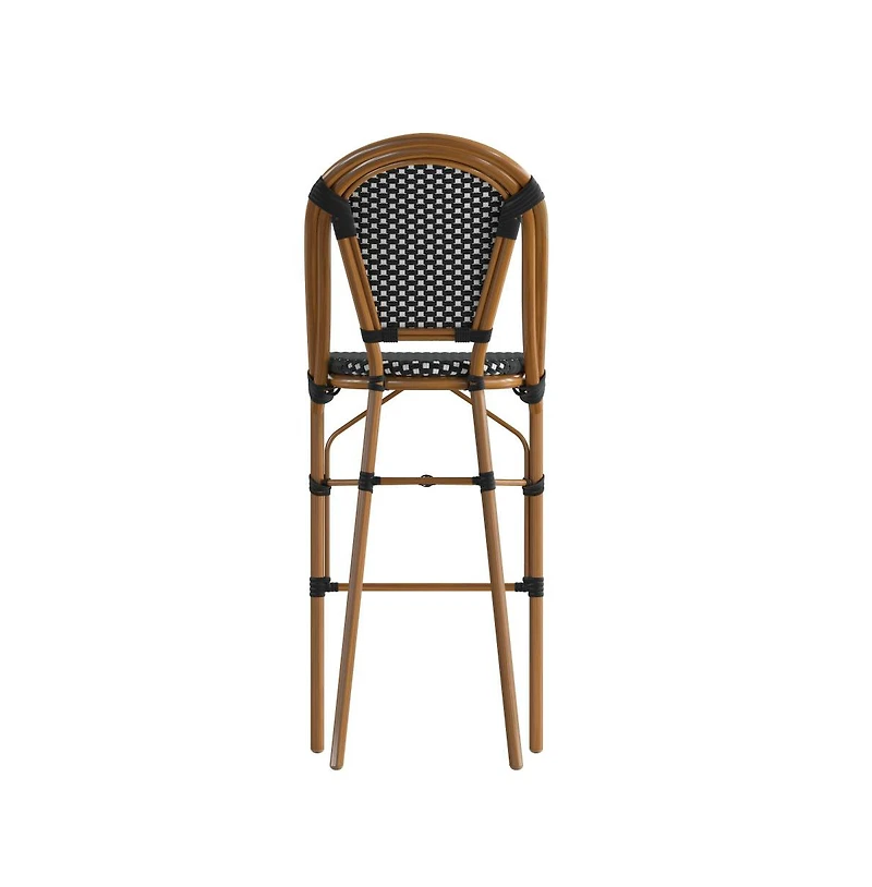 Sacha Set Of Two Stacking Bistro Bar Stools With Pe Seats And Backs Metal Frames For Indoor/Outdoor Use