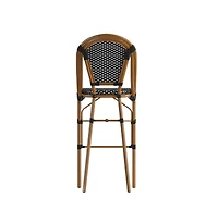 Sacha Set Of Two Stacking Bistro Bar Stools With Pe Seats And Backs Metal Frames For Indoor/Outdoor Use
