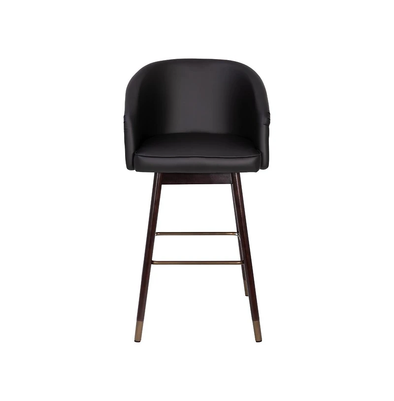Temperance Modern Wood Frame Stool With Metallic Accents