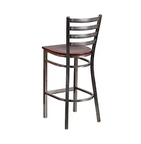Clear Coated Ladder Back Metal Restaurant Dining Barstool