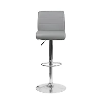 2 Pack Contemporary Vinyl Adjustable Height Barstool With Rolled Seat And Chrome Base