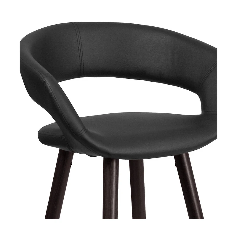 2 Pk. 29'' High Contemporary Vinyl Barstool With Cappuccino Wood Frame