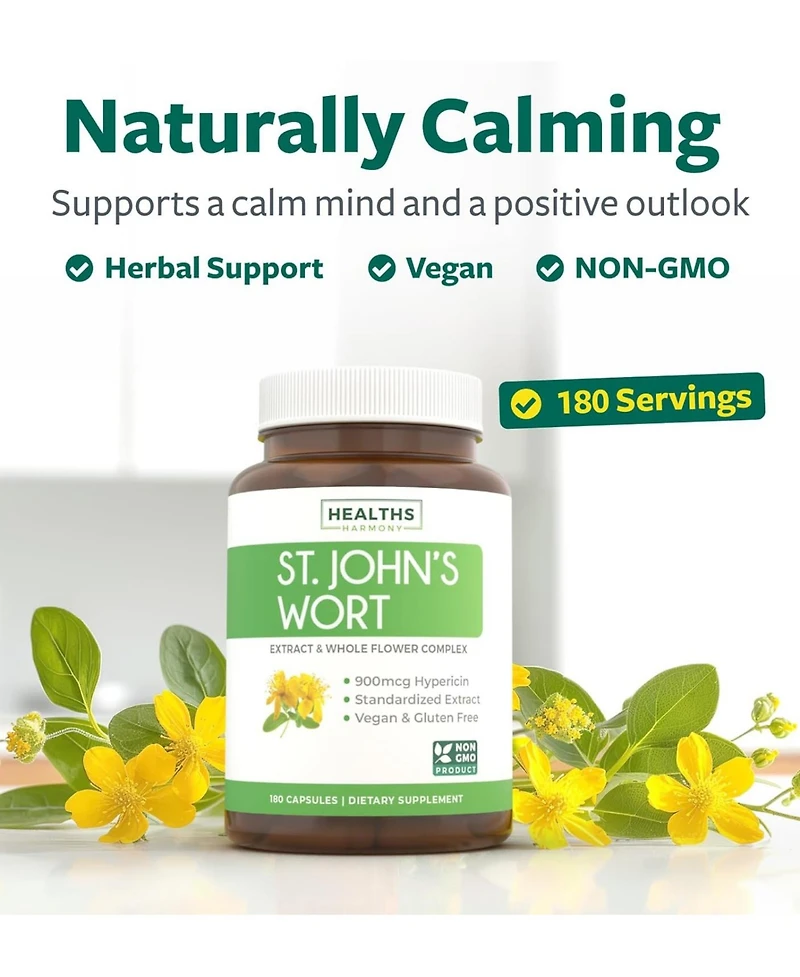 Healths Harmony St Johns Wort Capsules, Powerful 900mcg Hypericin