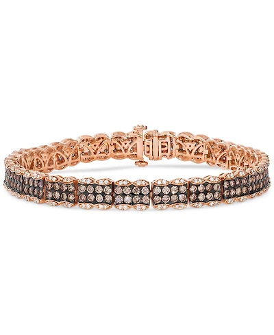 Le Vian Chocolatier Chocolate Diamond & Vanilla Diamond Pave Cluster Tennis Bracelet (5-7/8 ct. t.w.) in 14k Rose Gold