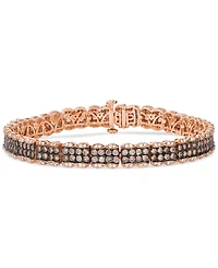 Le Vian Chocolatier Chocolate Diamond & Vanilla Diamond Pave Cluster Tennis Bracelet (5-7/8 ct. t.w.) in 14k Rose Gold