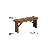 Merrick Lane Antique Solid Pine Folding Farmhouse Style Bench