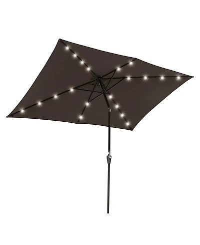 Yescom 10x6.5FT Rectangle Outdoor Solar Led Patio Umbrella with Crank Tilt for Table Market Yard Deck Pool Party