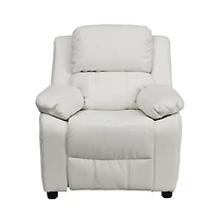 Deluxe Padded Contemporary Kids Recliner With Storage Arms