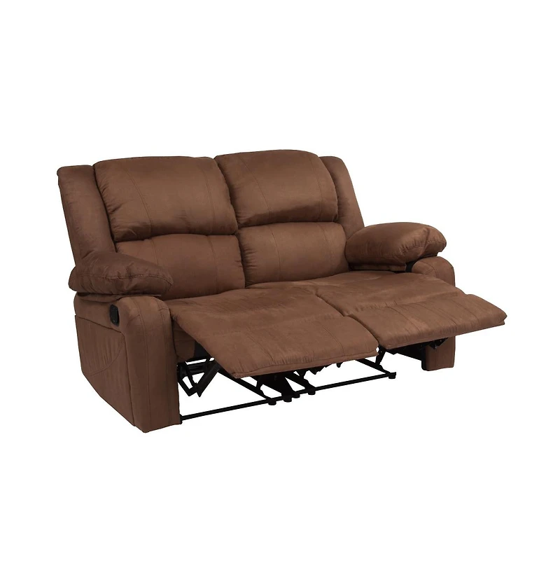 Bustle Back Loveseat With Two Built-In Recliners