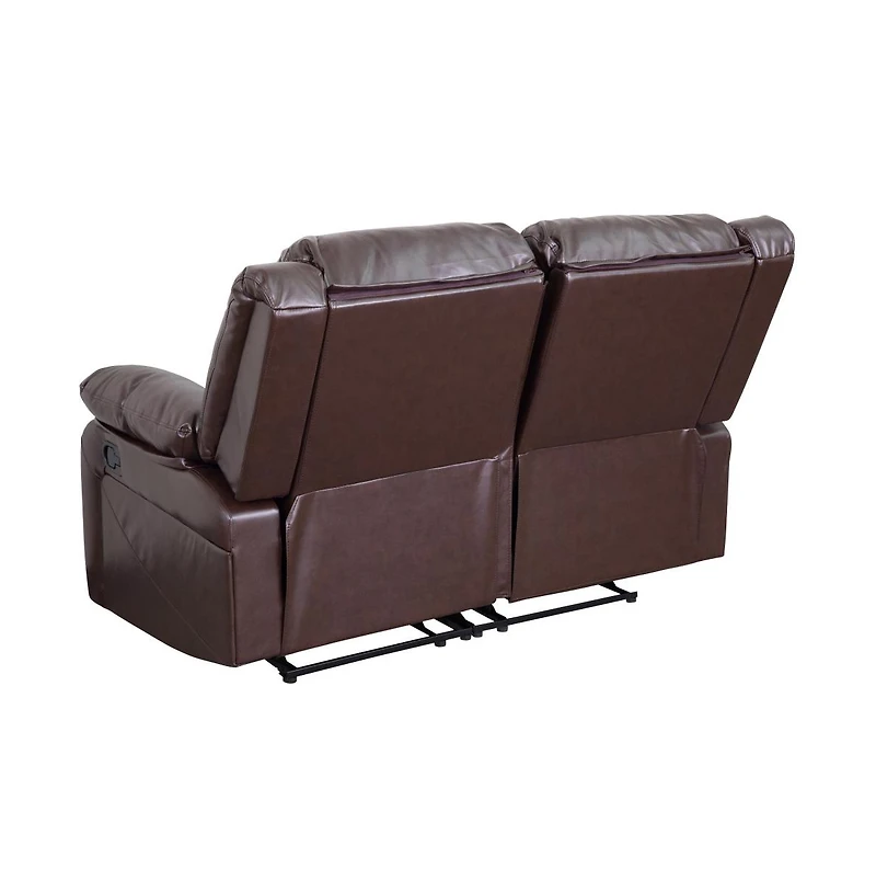 Bustle Back Loveseat With Two Built-In Recliners