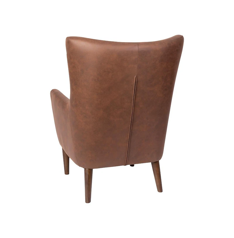 Regal Traditional Wingback Accent Chair, Upholstery And Wooden Frame Legs