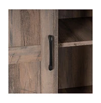 Finnoula Farmhouse Storage Cabinet, Semi-Open With Sliding Barn Door