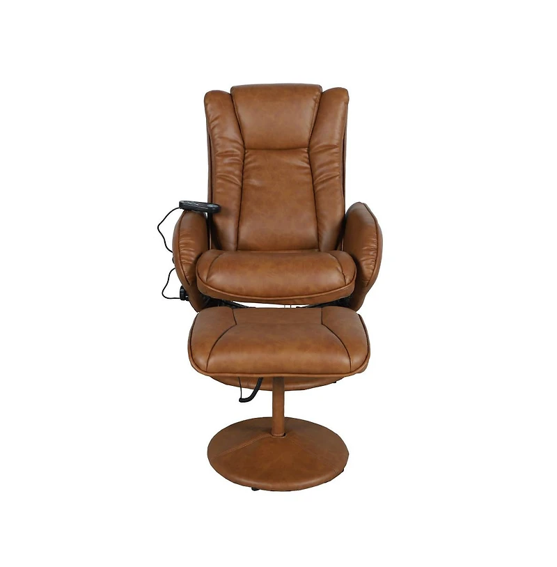 Massaging Multi-Position Plush Recliner Chair With Side Pocket And Ottoman