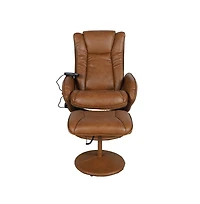 Massaging Multi-Position Plush Recliner Chair With Side Pocket And Ottoman