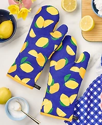 Kate Spade New York Lemon Party Oven Mitt Navy 2-Pack