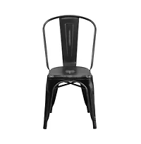 Banks Indoor/Outdoor Stacking Metal Dining Chair With Single Slat Back And Distressed Powder Coated Finish