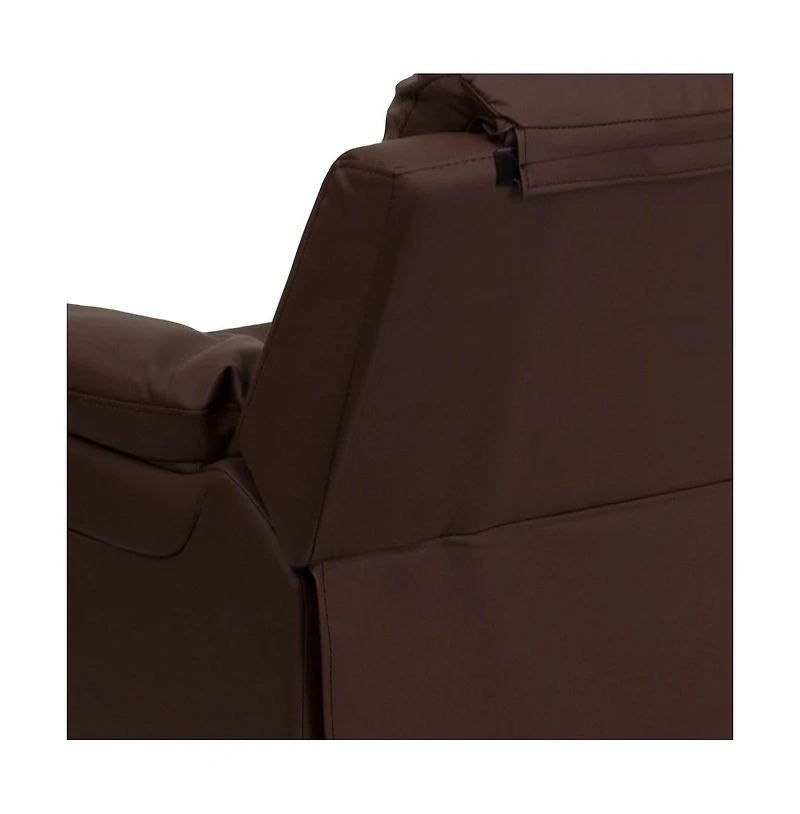 Deluxe Padded Contemporary Kids Recliner With Storage Arms