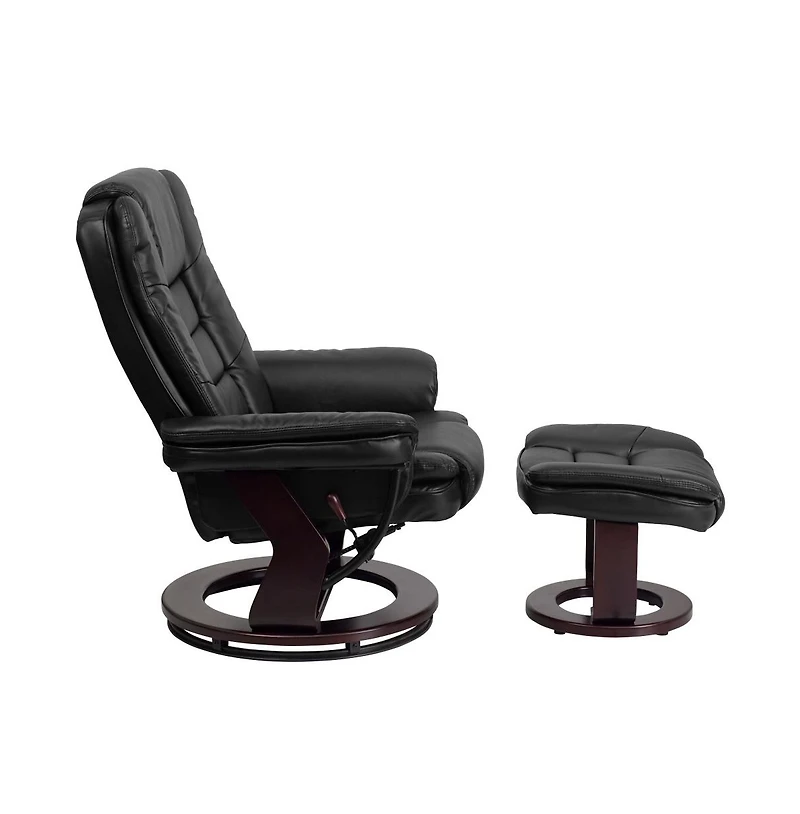 Multi-Position Stitched Recliner & Ottoman With Swivel Base