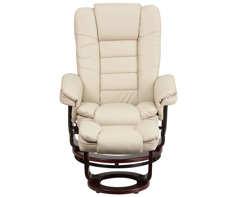 Multi-Position Stitched Recliner & Ottoman With Swivel Base