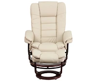 Multi-Position Stitched Recliner & Ottoman With Swivel Base