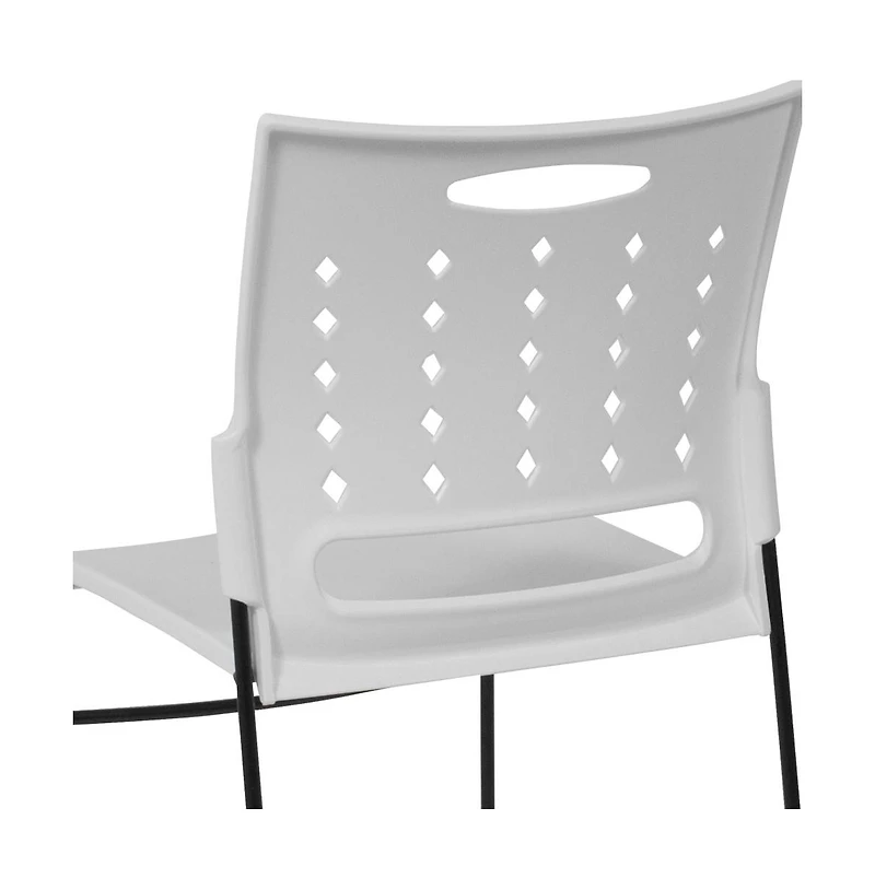 Emma+Oliver Home Office Plastic Accent Sled Base Stack Chair - Air-Vent Back