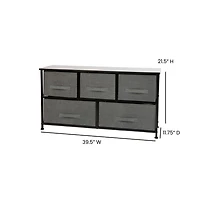 5 Drawer Storage Chest With Wood Top & Dark Fabric Pull Drawers