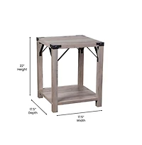 Merrick Lane Green River Modern Farmhouse Engineered Wood End Table And Powder Coated Steel Accents